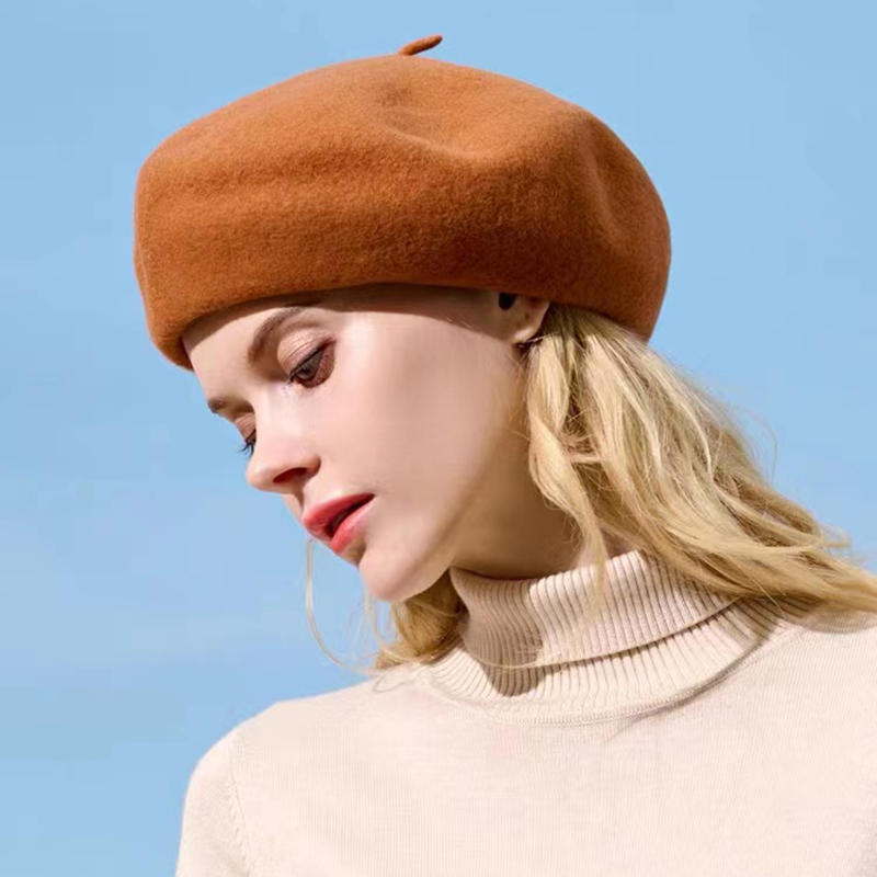 Beret French Wool - ฤดูใบไม้ร่วงที่เรียบง่ายฤดูหนาวหมวกขนสัตว์100% หนา Berets ฝรั่งเศสศิลปิน Beret ผู้หญิงจิตรกรหมวก
