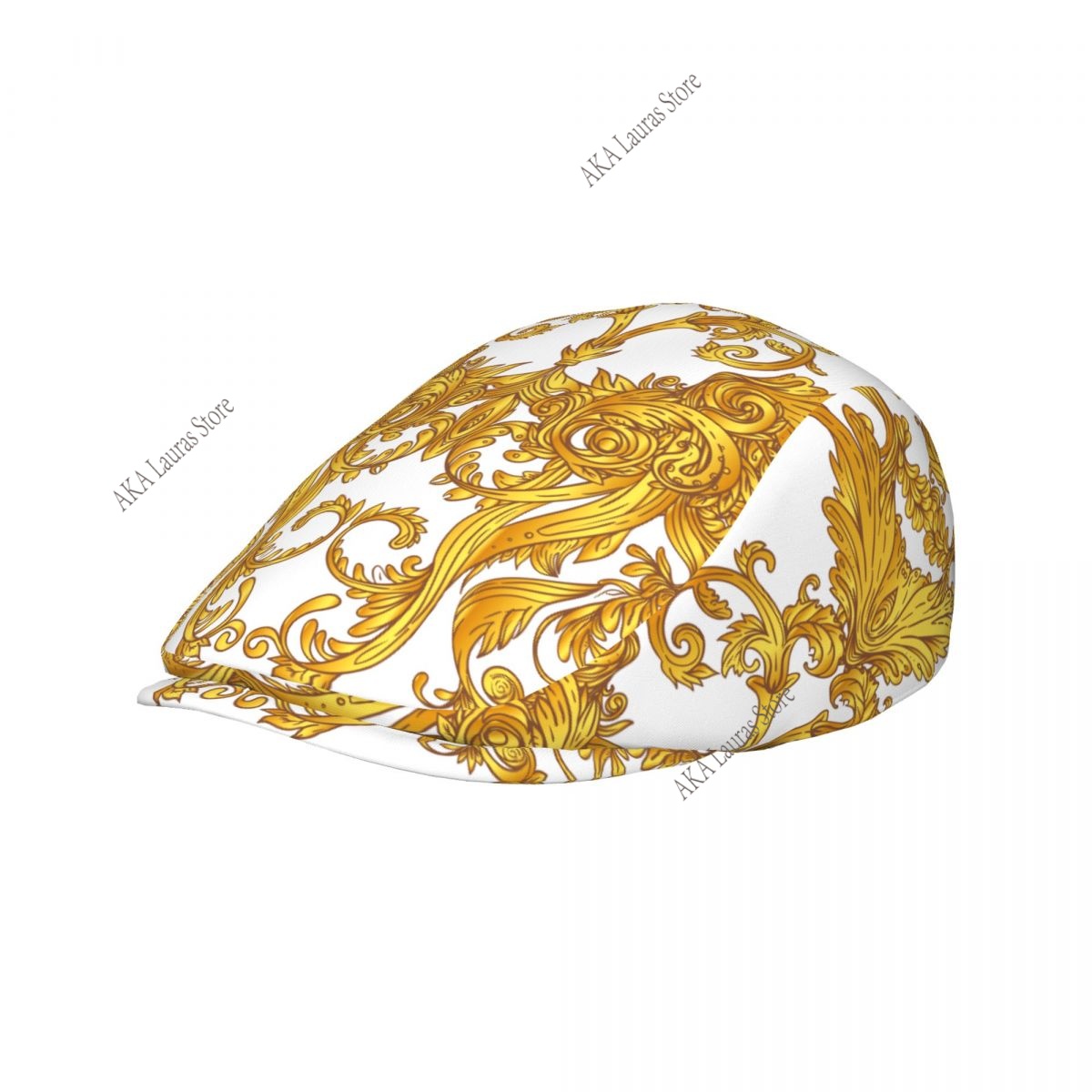 Newsboy Cap Ivy - หมวกทรงนักข่าว สีทอง ลายบาโรก วินเทจ หมวกเบเร่ต์ลำลอง หมวกแก๊ป