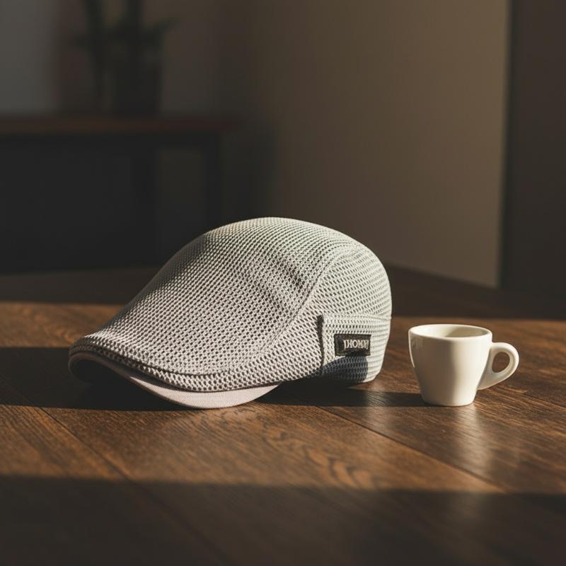 Newsboy Cap Ivy - หมวกเบเร่ต์ตาข่ายสำหรับผู้ชาย หมวกแก๊ปทรงแบน หมวกไอวี่ ปรับขนาดได้ น้ำหนักเบา ระบายอากาศได้ดี