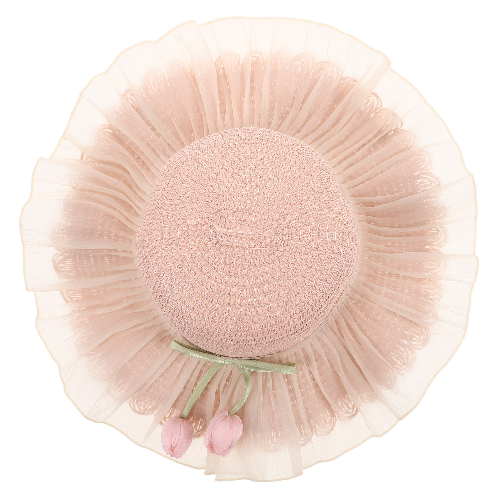 Sun Hat Wide Brim - หมวกปีกกว้างสำหรับเด็กผู้หญิง ฤดูร้อน ทำจากฟาง ปรับสายรัดได้ ระบายอากาศดี ป้องกันแสงแดด