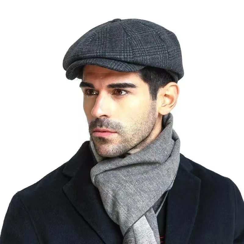 Newsboy Cap Ivy - หมวกแก๊ปทรงนิวส์บอย ลายก้างปลา คลาสสิก ขนาดใหญ่พิเศษ 64 ซม.