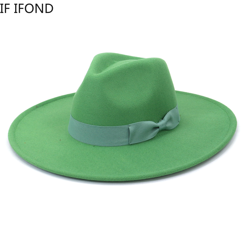 บิ๊กกว้าง Brim หมวกผู้หญิง2021 - Fedora Hat Wool บทวิจารณ์และราคา