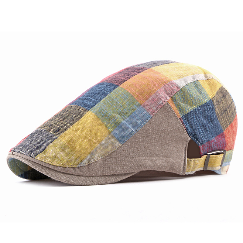 หมวกเบเร่ต์ลายสก็อตผ้าฝ้ายแบบย - Newsboy Cap Ivy บทวิจารณ์และราคา